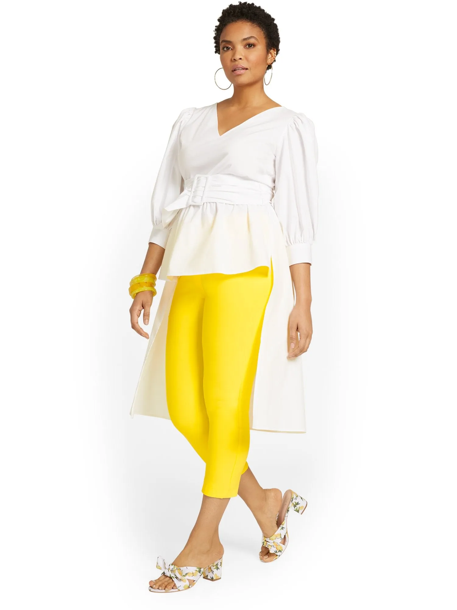 Whitney High-Waisted Pull-On Slim-Leg Capri Pant