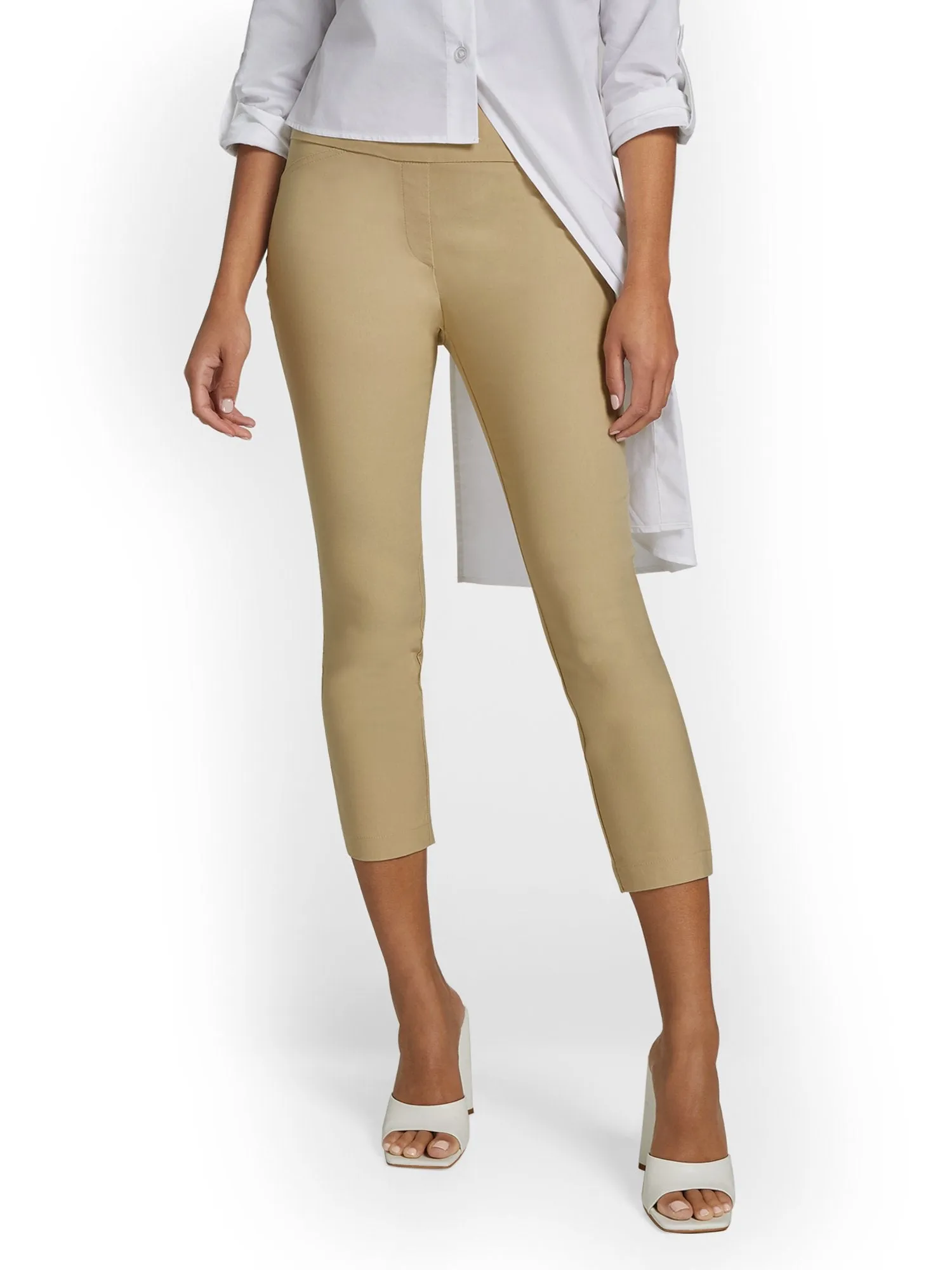 Whitney High-Waisted Pull-On Slim-Leg Capri Pant