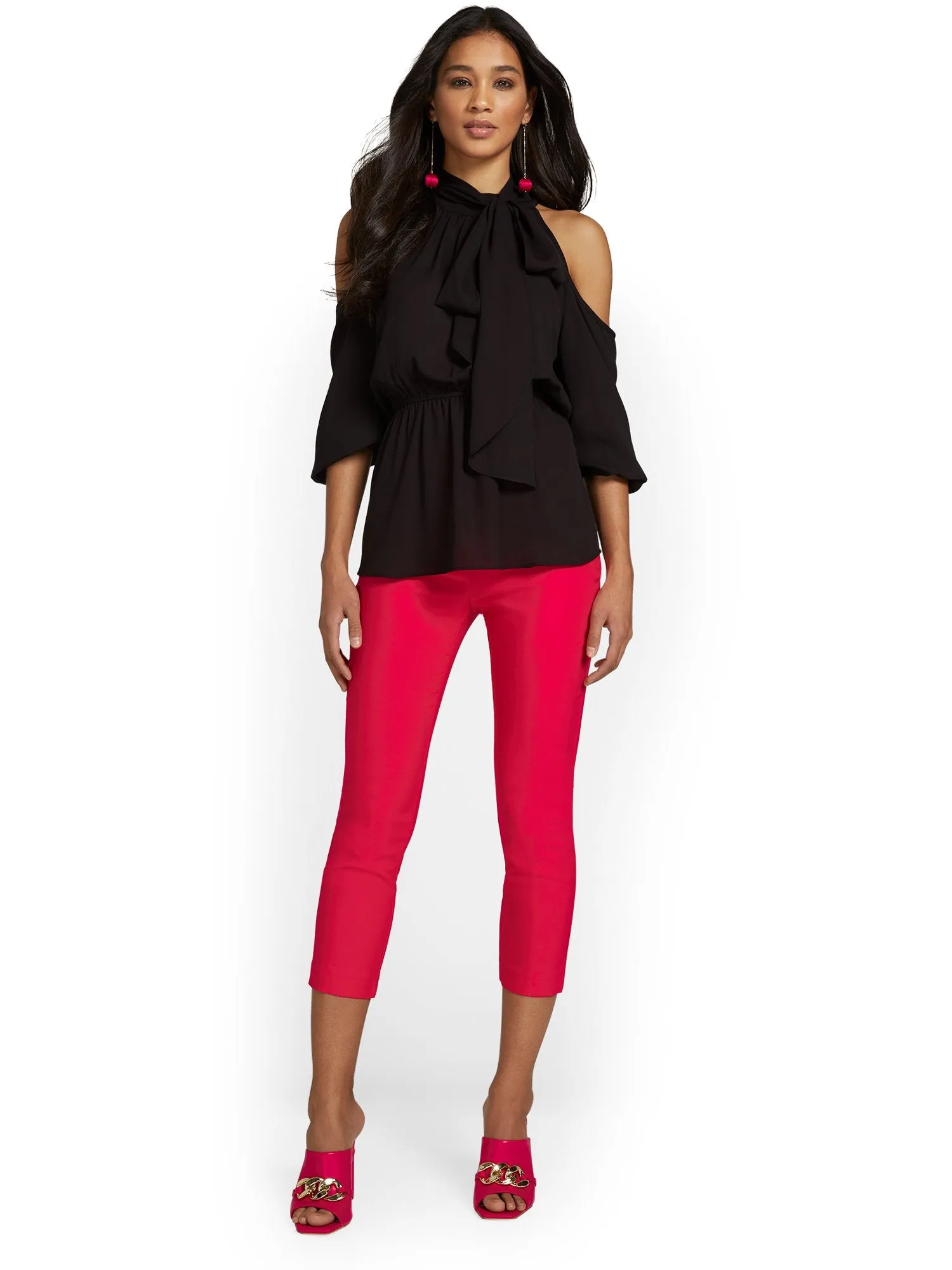 Whitney High-Waisted Pull-On Slim-Leg Capri Pant