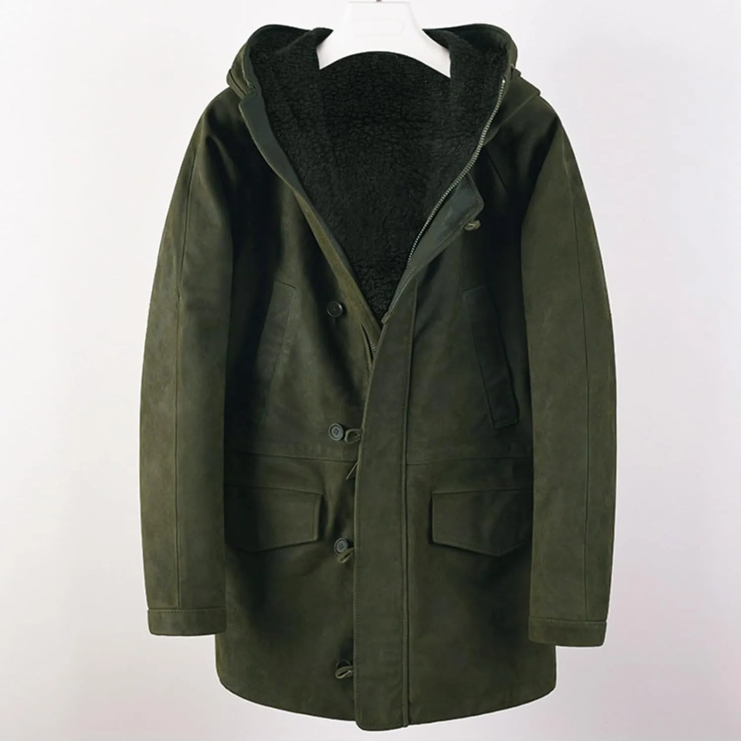 Windbreaker Jackets for Men Classic Slim Zipper Cardigan Solid Color Hooded Casual Winter Pea Coat Business Overcoat