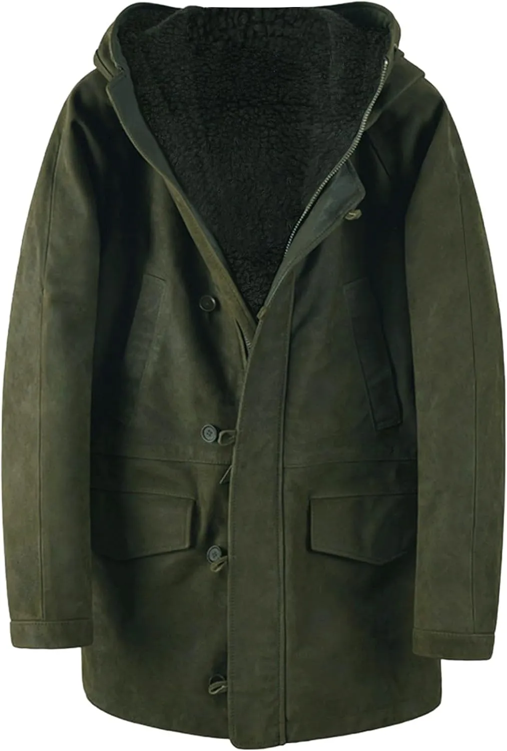 Windbreaker Jackets for Men Classic Slim Zipper Cardigan Solid Color Hooded Casual Winter Pea Coat Business Overcoat