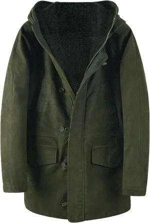 Windbreaker Jackets for Men Classic Slim Zipper Cardigan Solid Color Hooded Casual Winter Pea Coat Business Overcoat