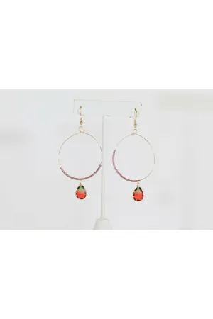 Wine Circle Drop Rhinestone Earring