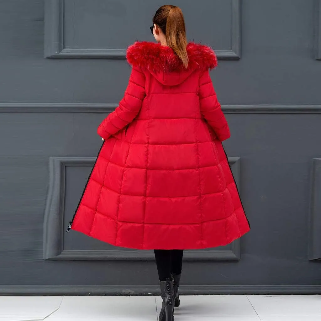 Winter Coat For Women Long Down Coats Thicken Puffer Jacket Warm Fur Hooded Quilted Coat Cotton Padded Jacket Outwear