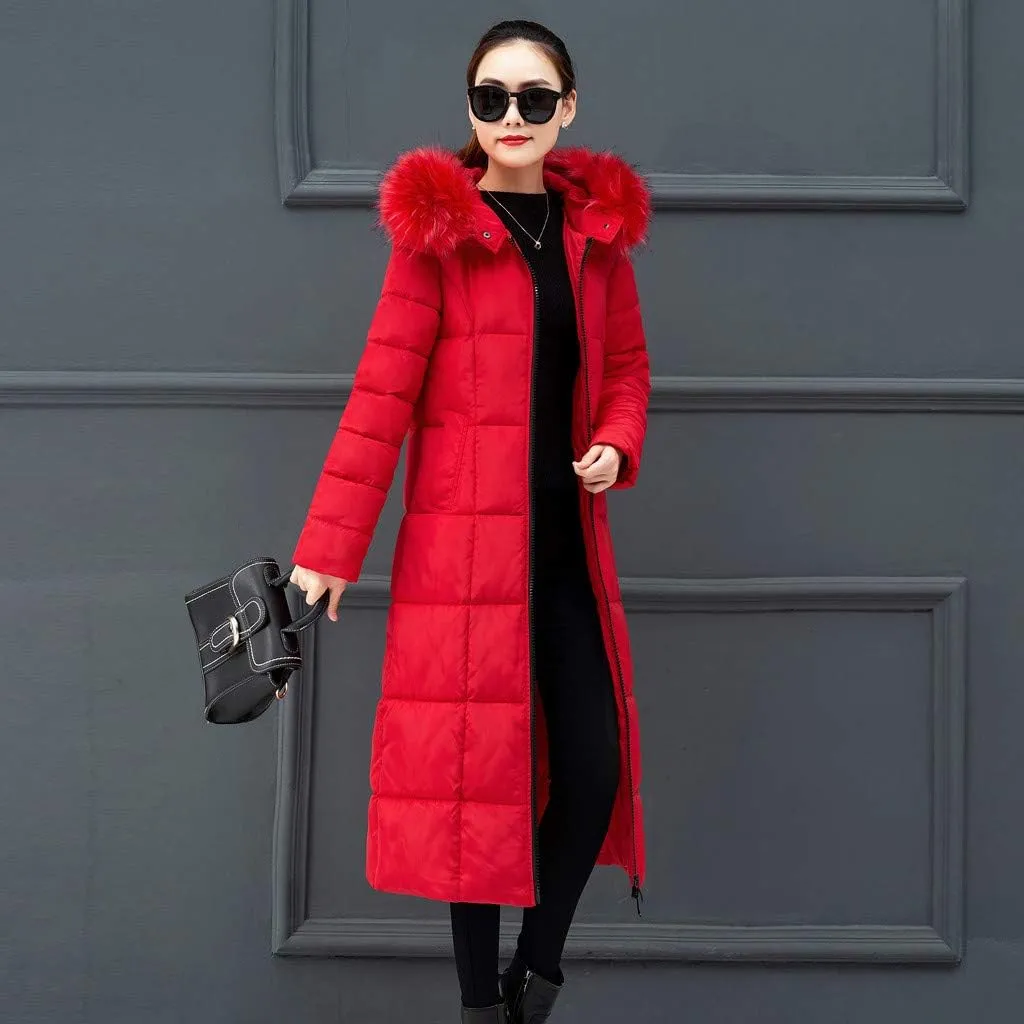 Winter Coat For Women Long Down Coats Thicken Puffer Jacket Warm Fur Hooded Quilted Coat Cotton Padded Jacket Outwear