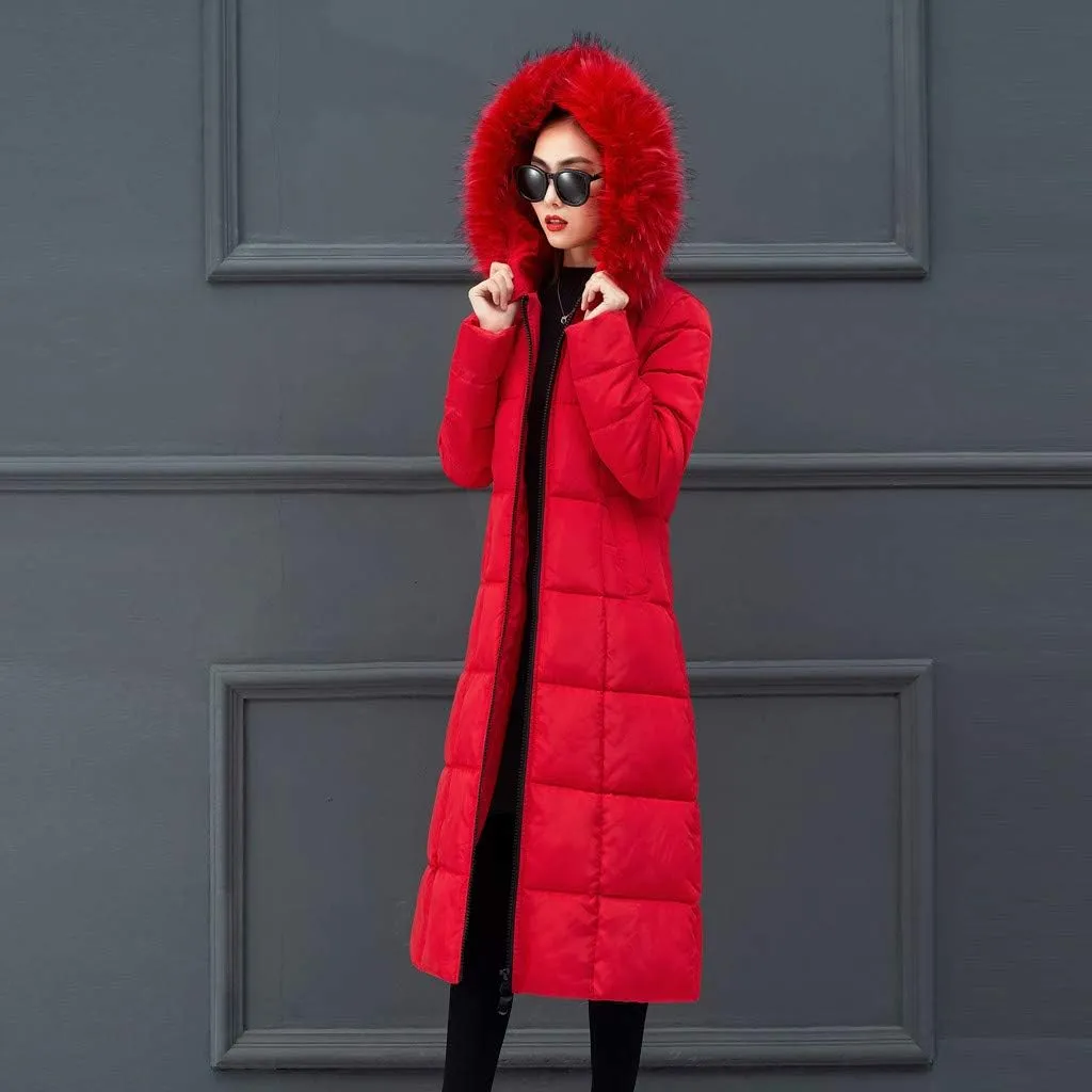 Winter Coat For Women Long Down Coats Thicken Puffer Jacket Warm Fur Hooded Quilted Coat Cotton Padded Jacket Outwear