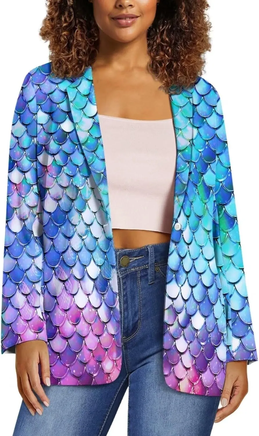 Women Blazer Jackets Boyfriend Open Front Lapel Collar Business Work Office Suit Jackets Long Sleeve Suit Coat