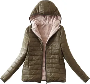 Women Hooded Coat Slim-Fit Plus Fleece Cotton-Padded Jackets Warm Lamb Velvet Jacket Women's Short Womens Running Womens Coat