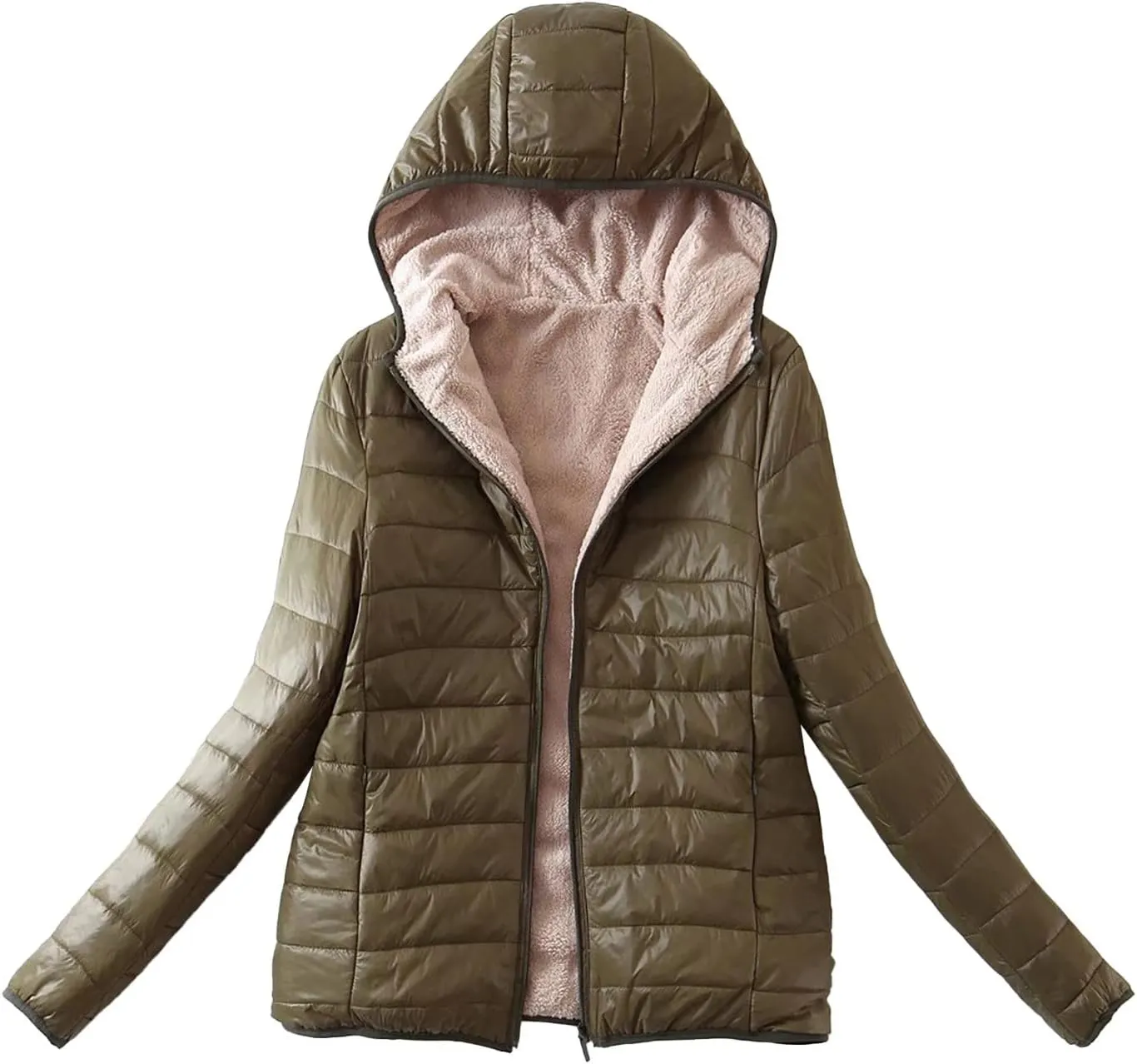 Women Hooded Coat Slim-Fit Plus Fleece Cotton-Padded Jackets Warm Lamb Velvet Jacket Women's Short Womens Running Womens Coat