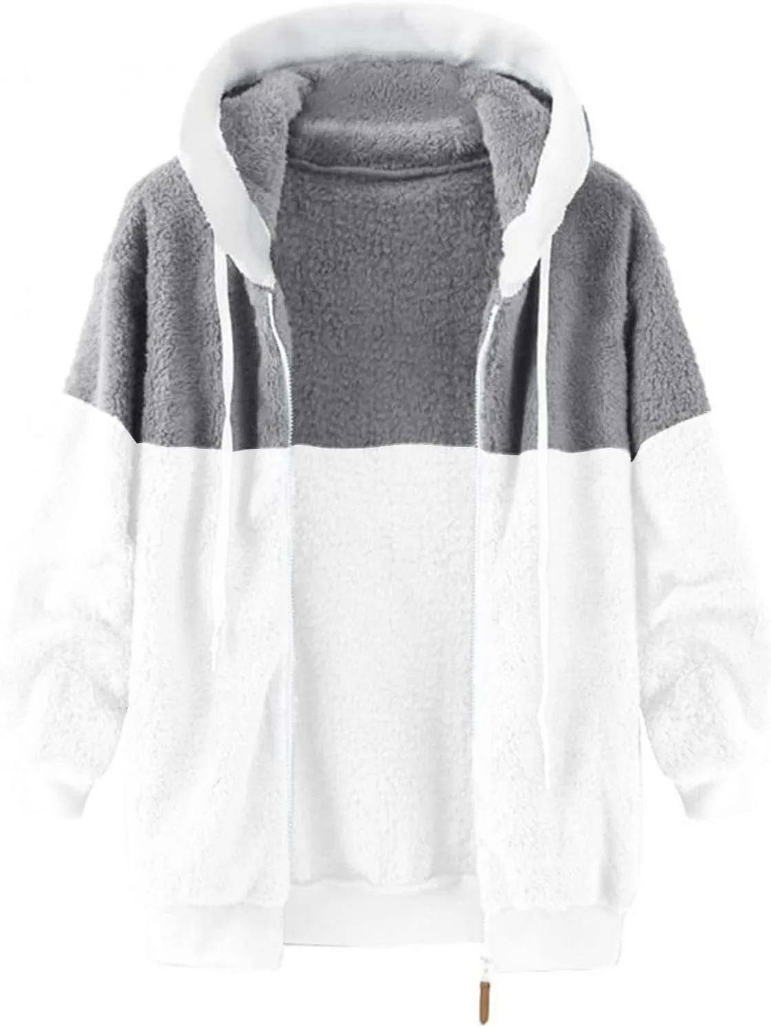 Women's Casual Fashion Loose Solid Color Hat Plus Fleece Collar Pocket Jacket