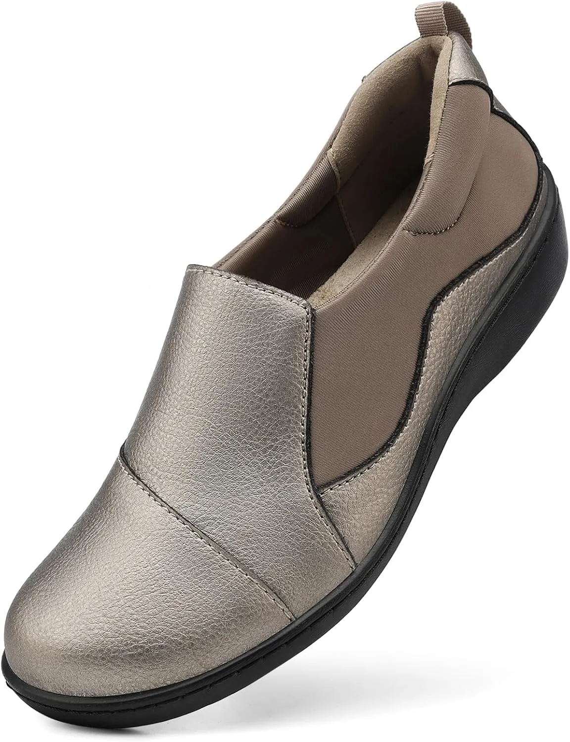 Women's Comfort Leather Loafers Cute Casual Slip On Lightweight Walking Flats Everyday Work Shoes