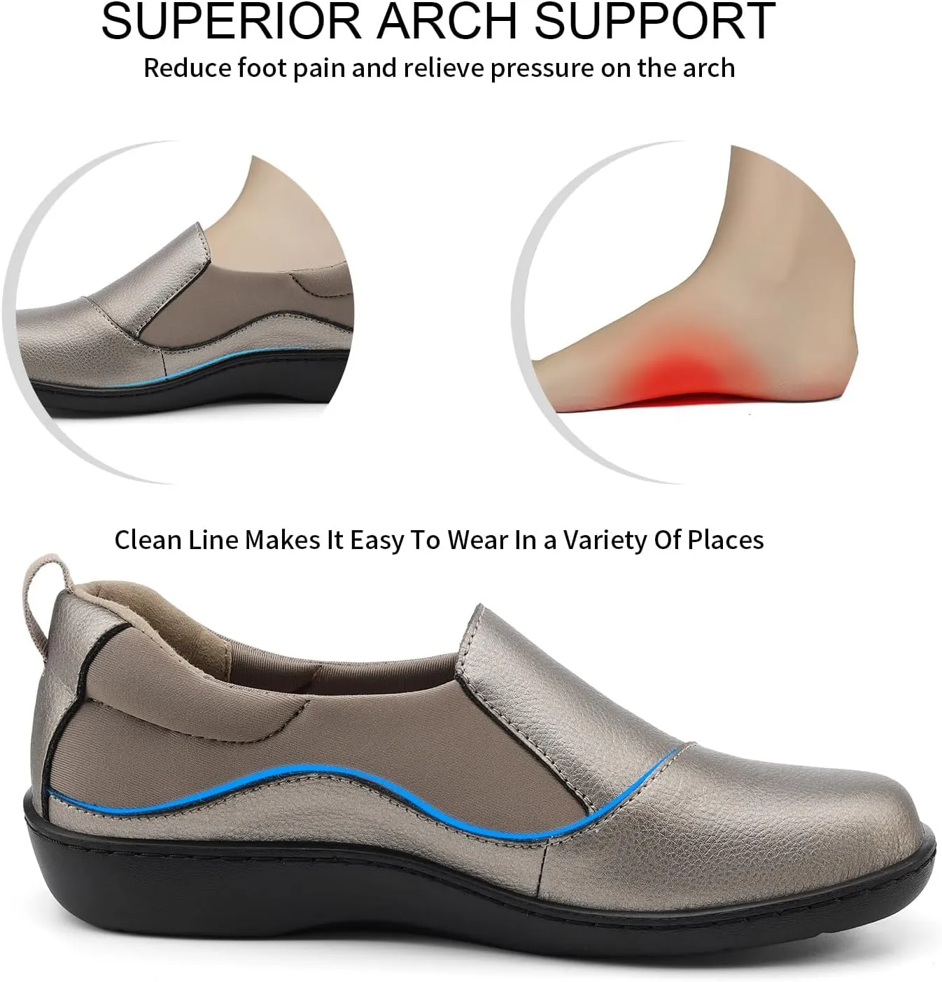 Women's Comfort Leather Loafers Cute Casual Slip On Lightweight Walking Flats Everyday Work Shoes