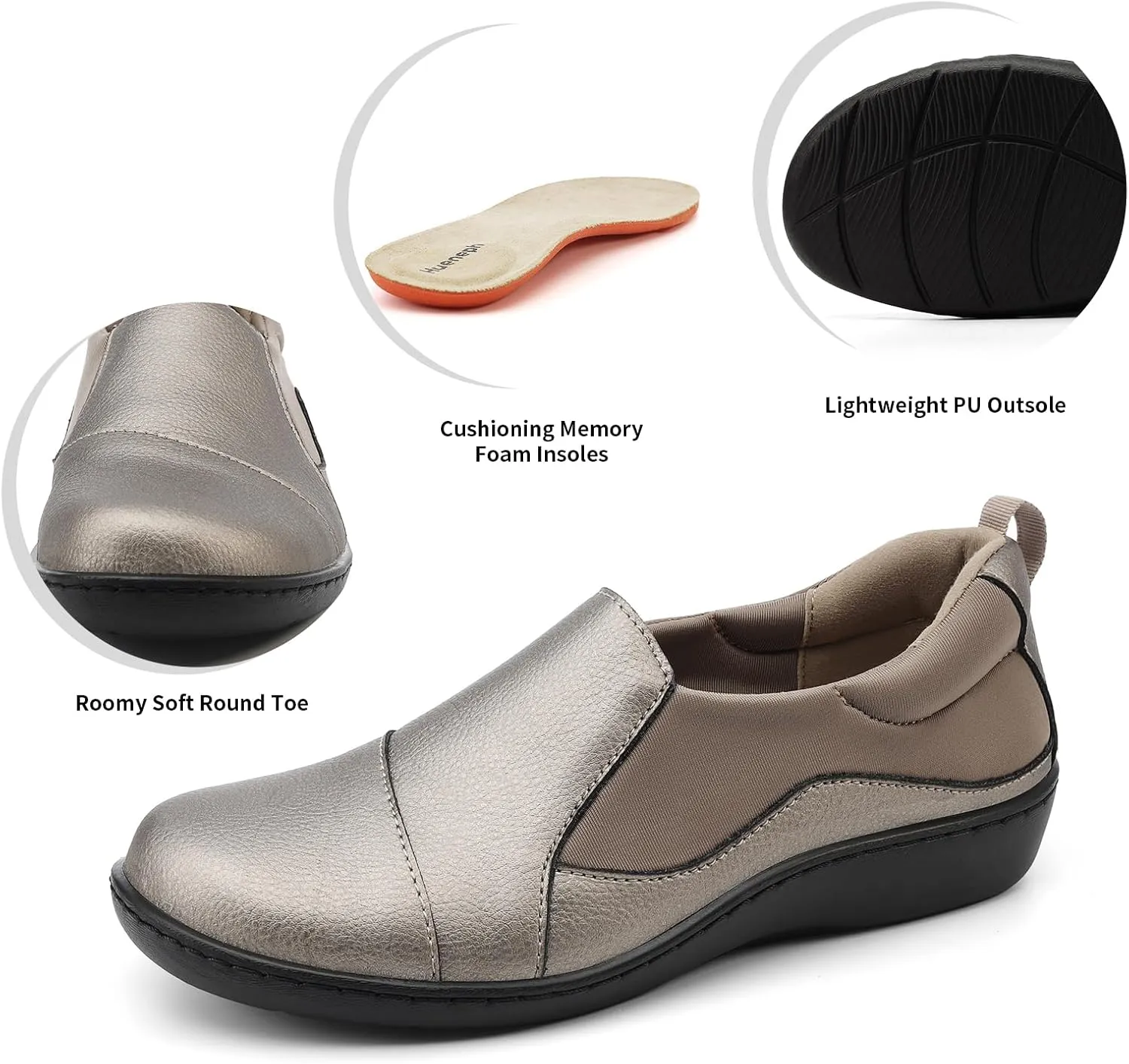 Women's Comfort Leather Loafers Cute Casual Slip On Lightweight Walking Flats Everyday Work Shoes