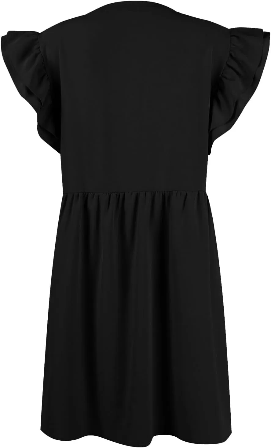 Women's Dresses 2024 Summer Mini Dress Casual Ruffle Sleeveless Button Down V Neck Loose Tunic Dress Sundresses