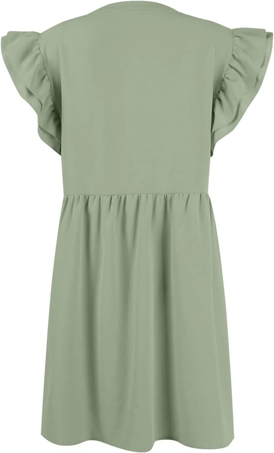 Women's Dresses 2024 Summer Mini Dress Casual Ruffle Sleeveless Button Down V Neck Loose Tunic Dress Sundresses