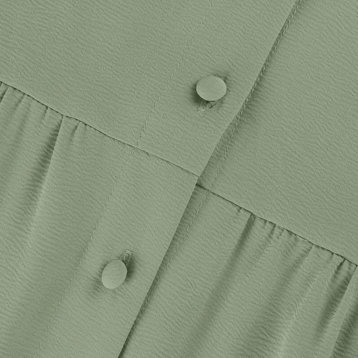 Women's Dresses 2024 Summer Mini Dress Casual Ruffle Sleeveless Button Down V Neck Loose Tunic Dress Sundresses