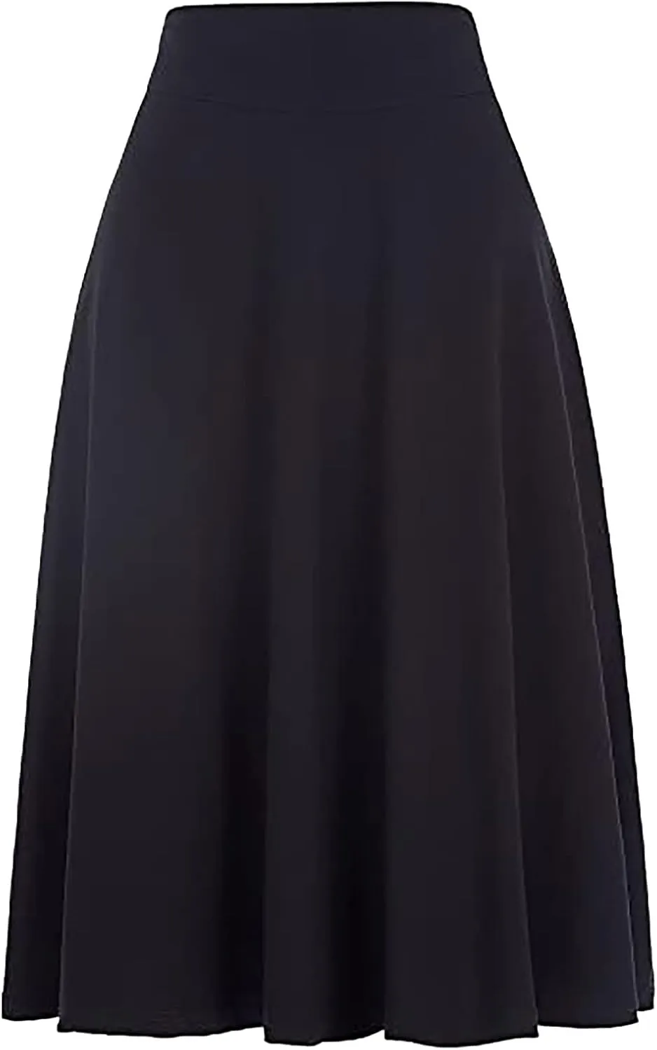 Women's Elastic High Waist Midi Skirt Solid Color Casual Skirt Plus Size Loose Beach Skirt with Pockets