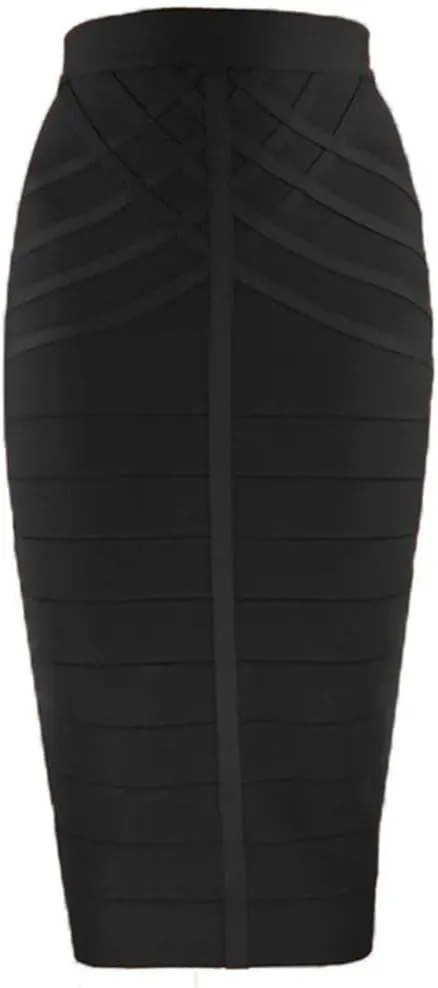Womens Fashion Midi Elastic Pencil Skirts Bodycon Evening Party Skirts