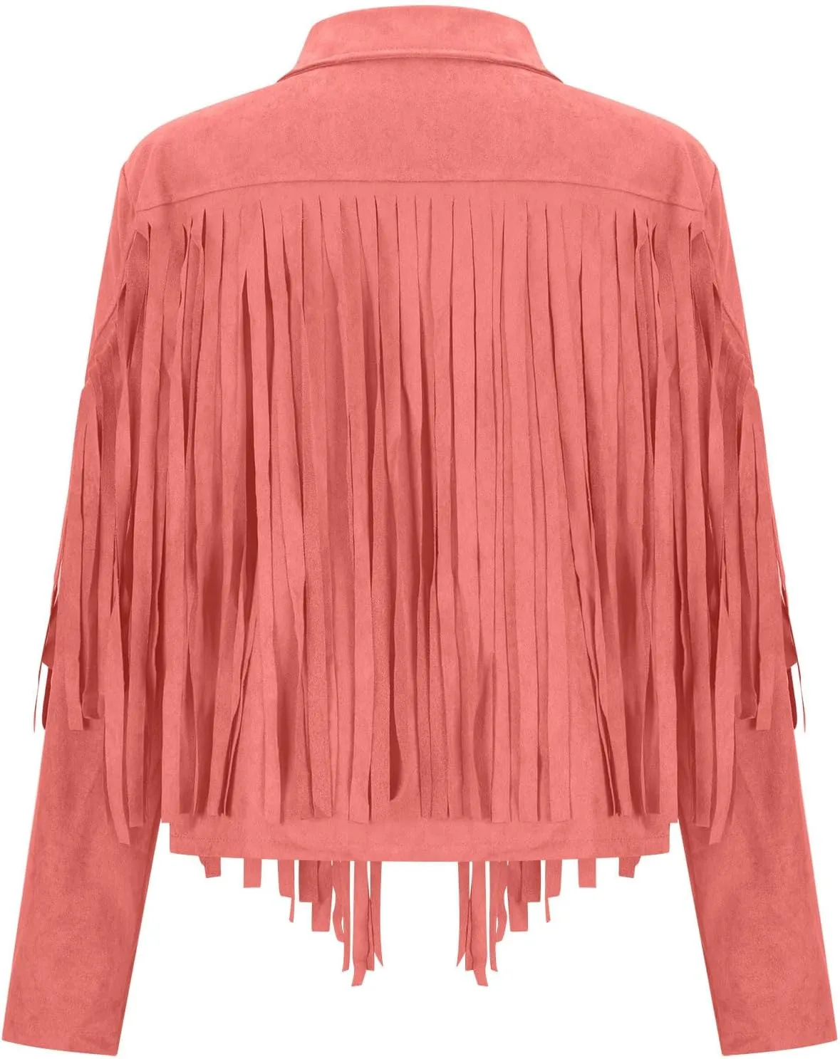 Women's Fringe Jacket Faux Suede Leather Jackets 2024 Fashion Tassel Motorcycle Cropped Coats Long Sleeve Coat
