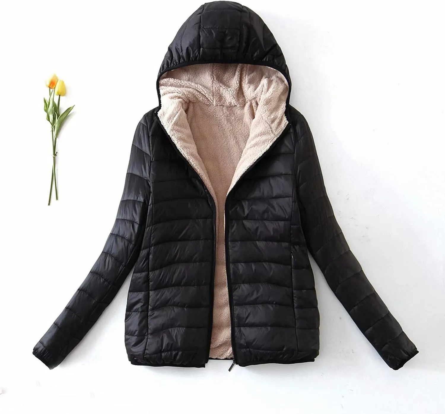 Women's Long Puffer Jacket Oversized Down Coat Lightweight Quilted Hooded Jacket Warm Fleece Lined Winter Outerwear