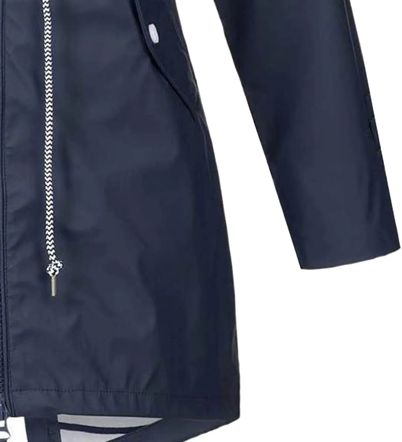 Womens Long Rain Jacket Lightweight Waterproof Windproof Rain Coat Drawstring Zip Up Windbreaker Outdoor Trench Coat