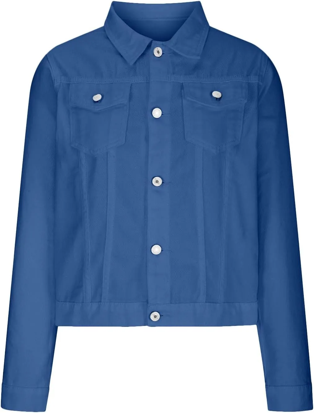 Womens Long Sleeve Jean Jacket Distressed Denim Jacket Slim Fit Basic Button Down Trucker Denim Fall Jackets