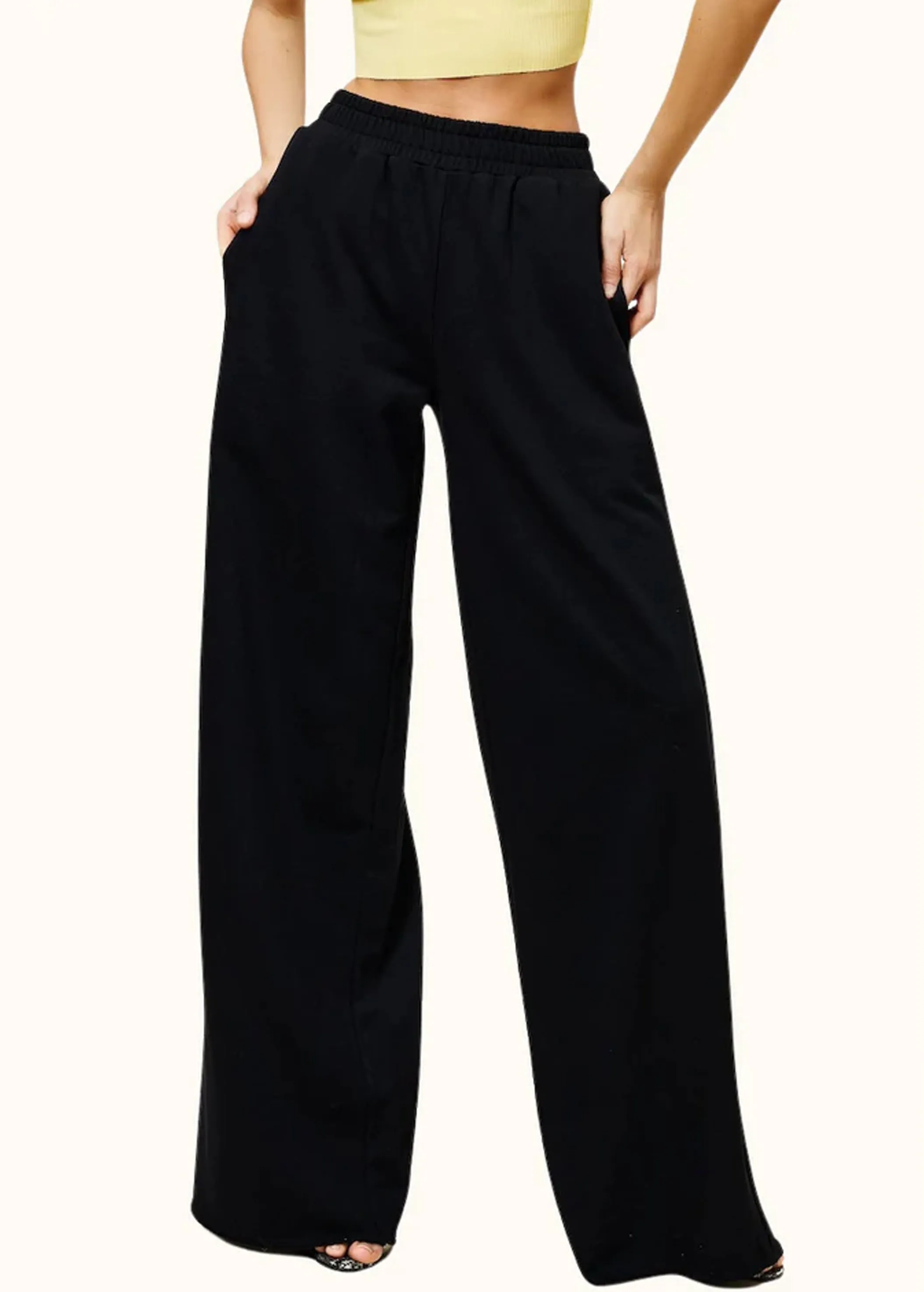 Women's Plain Flare Sweatpants,Black