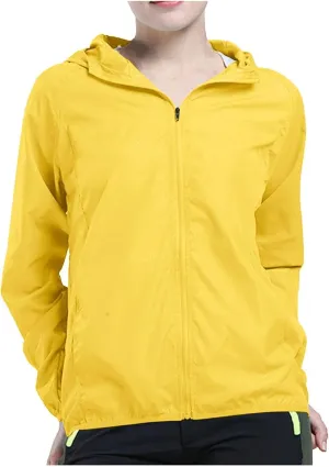 Womens Rain Coat Lightweight Coats Plus Size Casual Sports Windbreaker Hooded Waterproof Windproof Outdoor Jacket