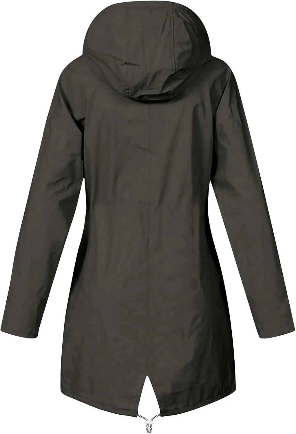 Womens Rain Coat Waterproof Dressy Zip Up Rain Jacket with Pockets Button Fall Raincoat Windbreaker with Hood