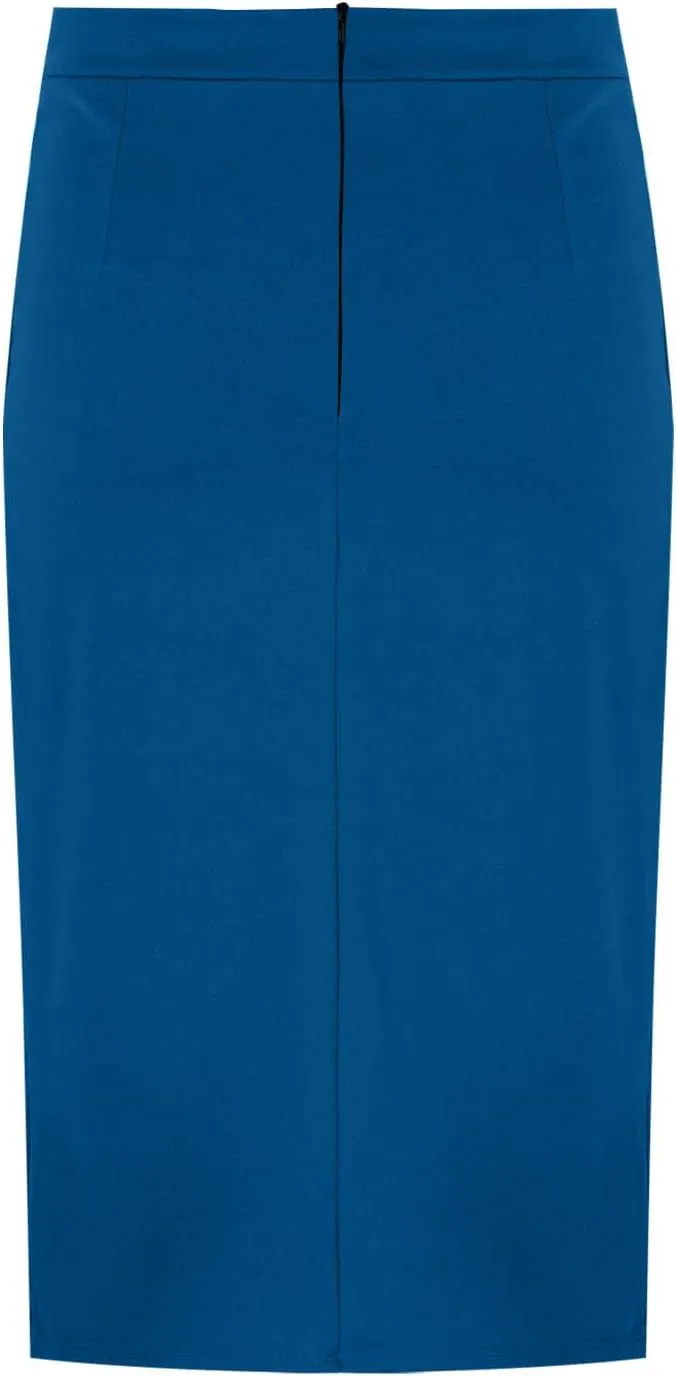 Women's Solid Color Office Work Pencil Skirt Stretch High Waist Below Knee Bodycon Hugging Skirts for Business Casual