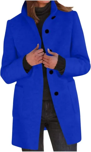Wool Coat for Women Plus Size Thicken Pea Coats Stand Collar Single Breasted Trench Coat 2024 Fashion Winter Jackets