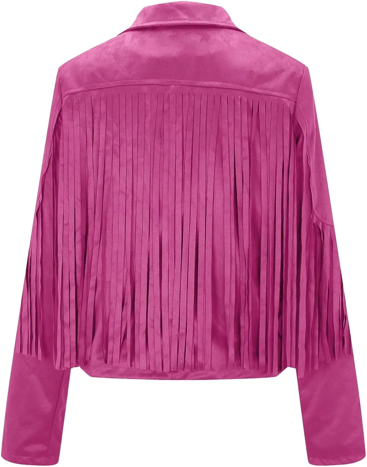 Xiaojmake Women's Fringe Jackets Faux Suede Leather Jackets Tassel Motorcycle Cropped Coats Lapel Open Front Blazer Jacket
