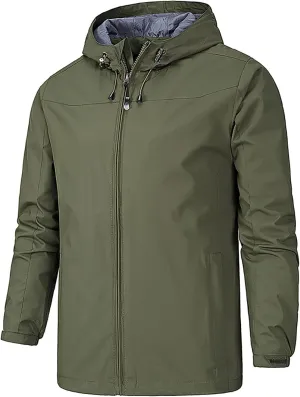 Ymosrh Men's Rain Coat Jackets Lightweight Nylon Windbreaker Wind & Water Resistant Jacket, XL-5XL