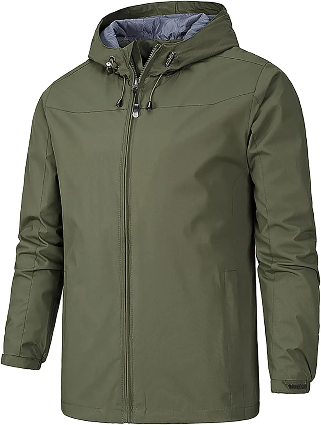 Ymosrh Men's Rain Coat Jackets Lightweight Nylon Windbreaker Wind & Water Resistant Jacket, XL-5XL