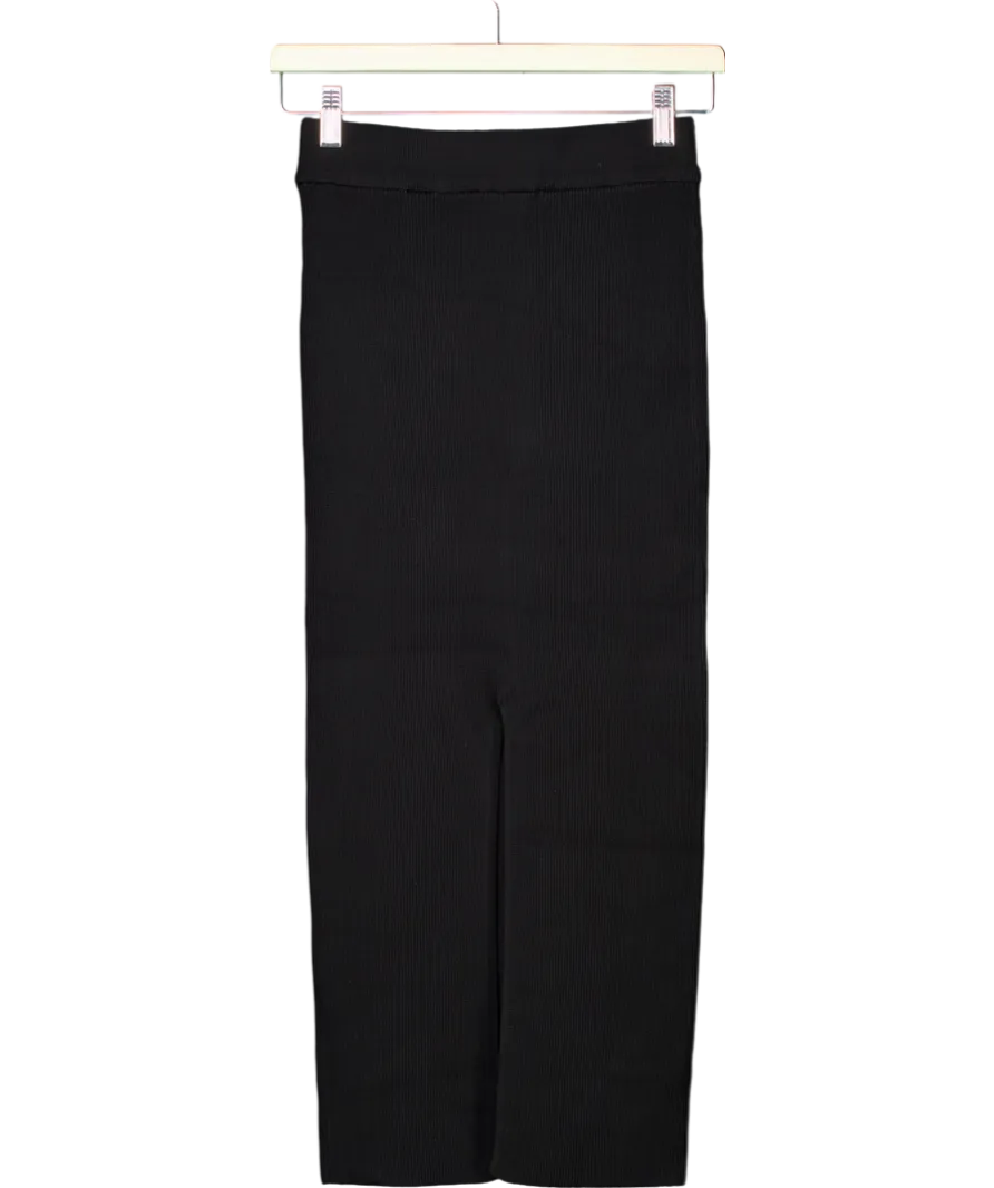 ZARA Black Knitted Midi Skirt UK S